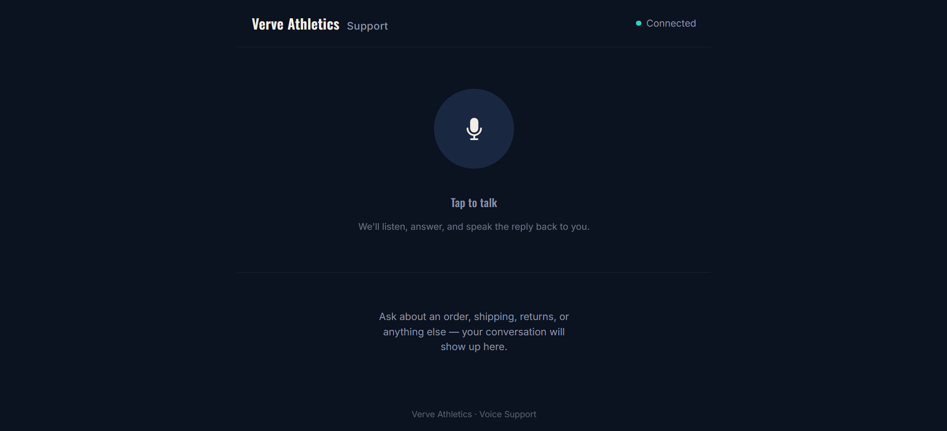 Idle state — tap to talk, waiting for the customer to speak